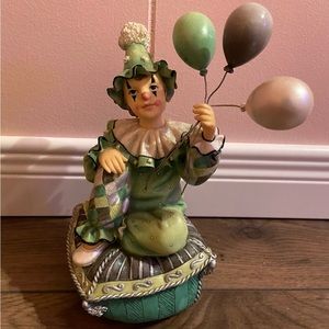 vintage green clown music box
